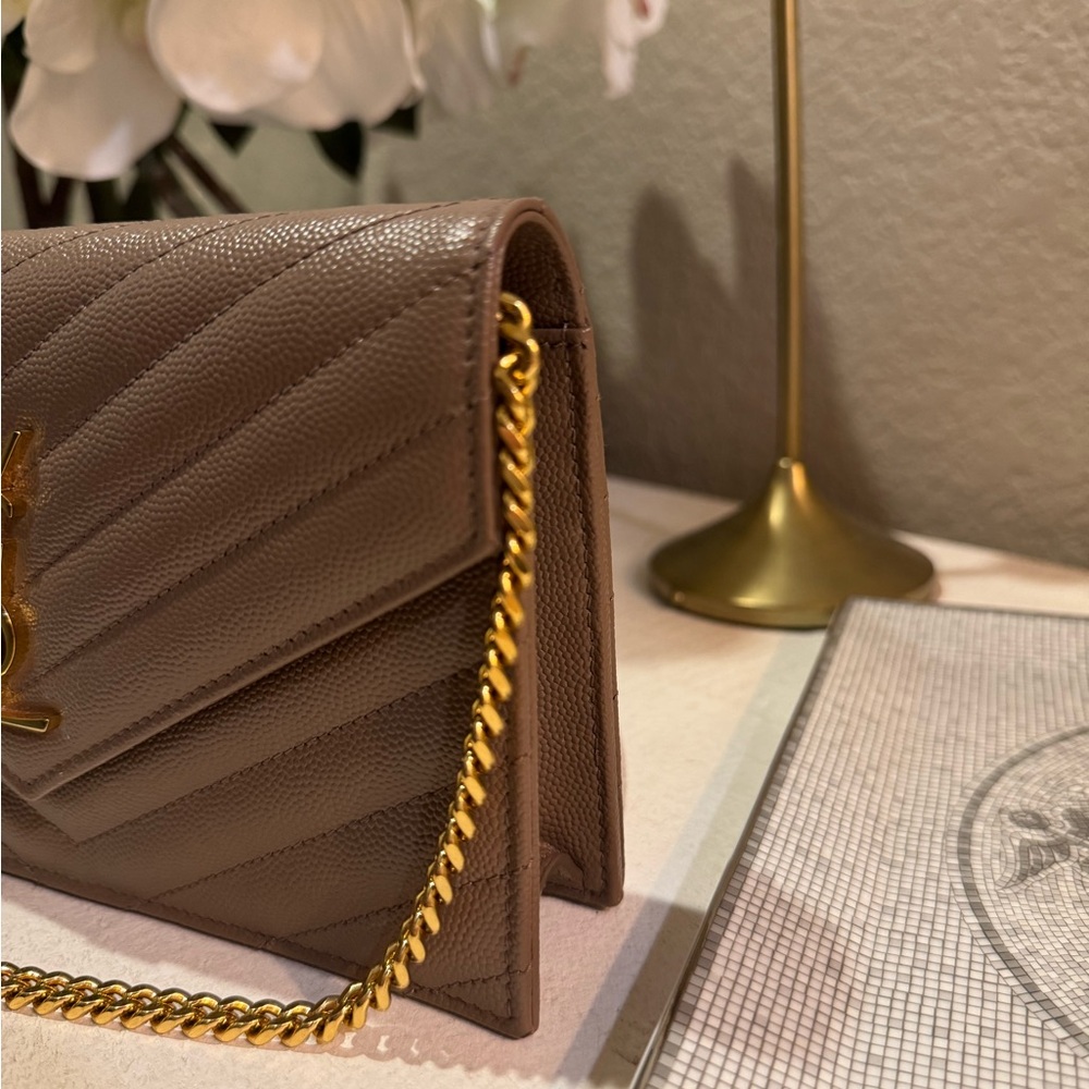 Yves Saint Laurent Taupe Quilted Crossbody Bag - Picture 4 of 16